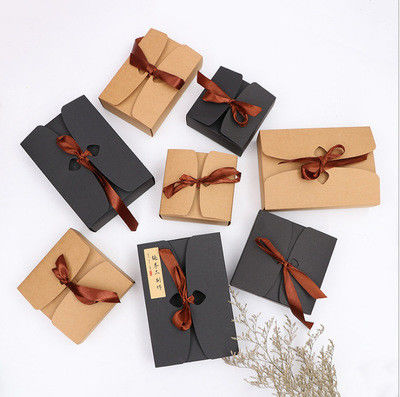 CE FDA Kraft Paper Mooncake Packaging Box With Ribbon