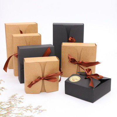 CE FDA Kraft Paper Mooncake Packaging Box With Ribbon